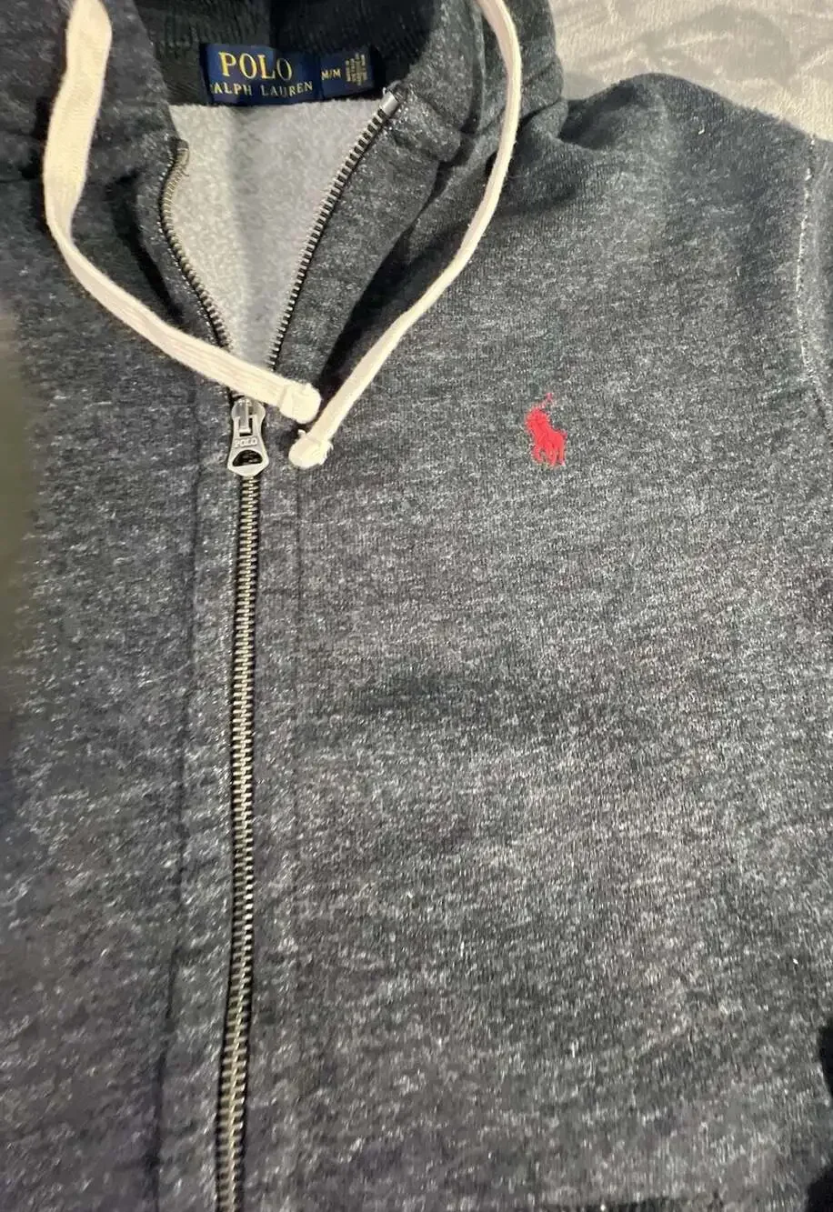 Polo Ralph Lauren Full Zip Hoodie Sweatshirt Dark Gray Heathered Men's Medium